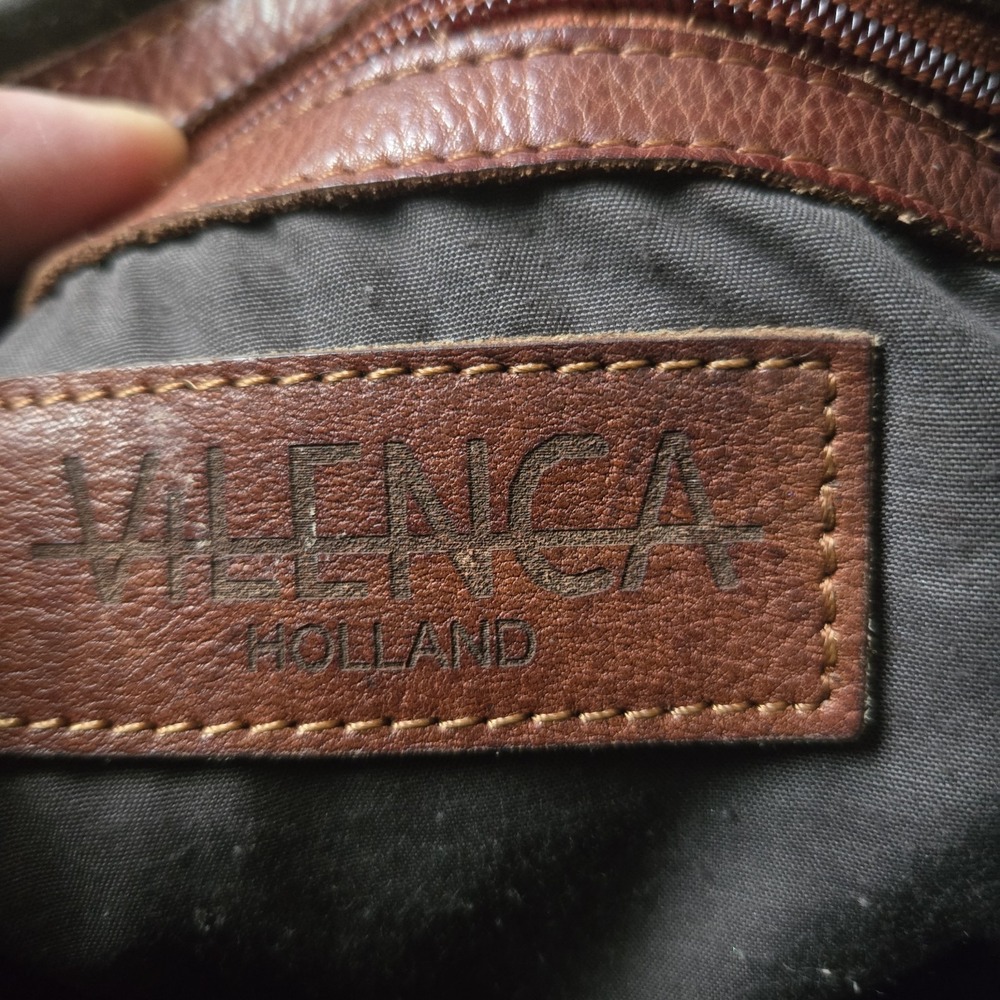 Vilenca Holland Woven Leather Cognac Purse Handbag Zip Close Adjustable Strap - Picture 7 of 11